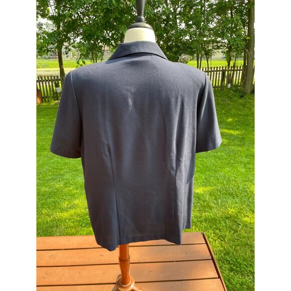 Fashion Bug Plus Size 18/20W Navy Short Sleeve Button-Front Blazer Jacket Polyes - Picture 4 of 8